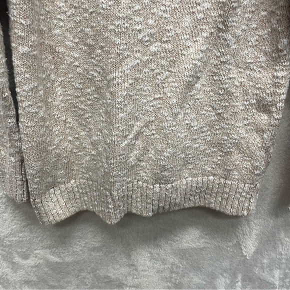 L.L. Bean women’s tan knit sweater medium pullover mock neck casual cotton - Picture 6 of 9